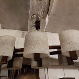 Scandinavian pendant light, in teak and perspex, 6 lights