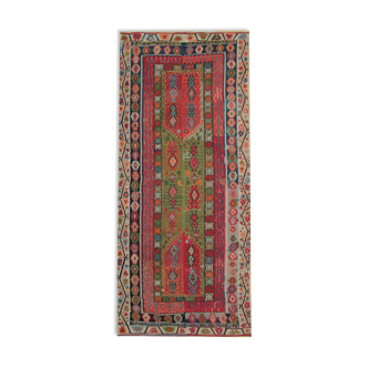 Decorative Tribal Antique Rug, Handwoven Green, Red Oriental Rug- 179x413cm