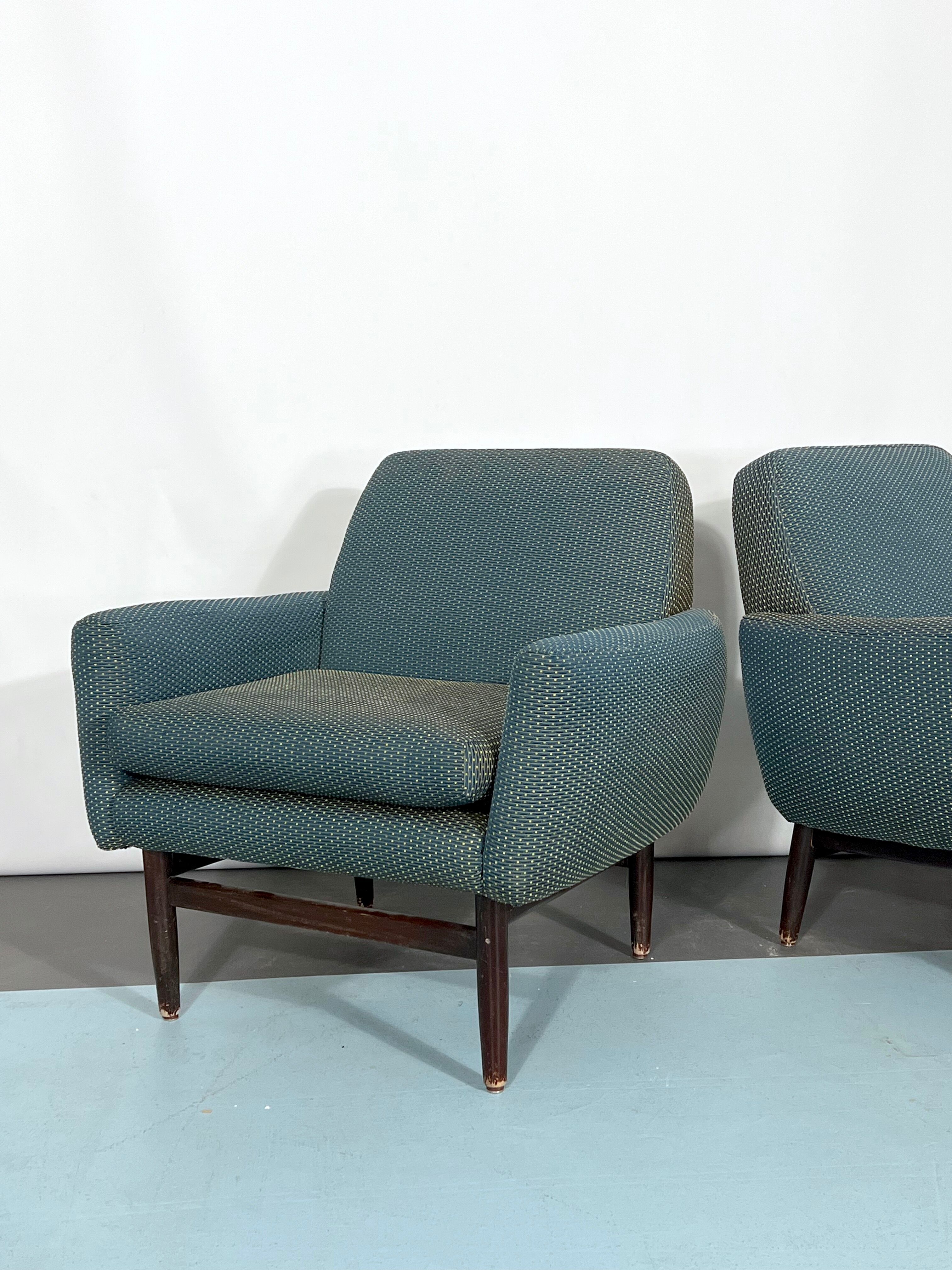 Italian Mid-century wood modern armchairs from 60s
