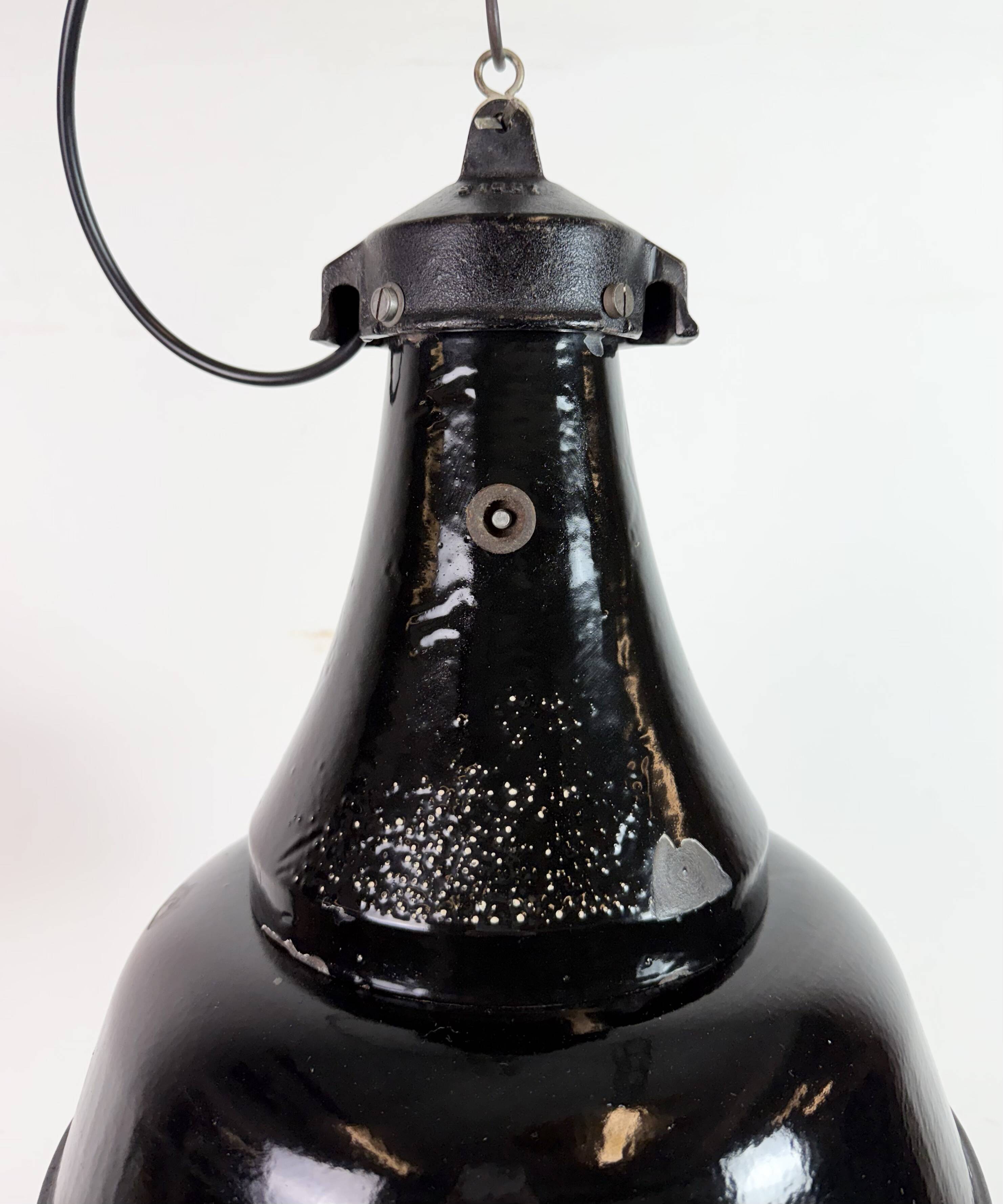 Industrial Black Enamel Bauhaus Pendant Lamp, 1930s