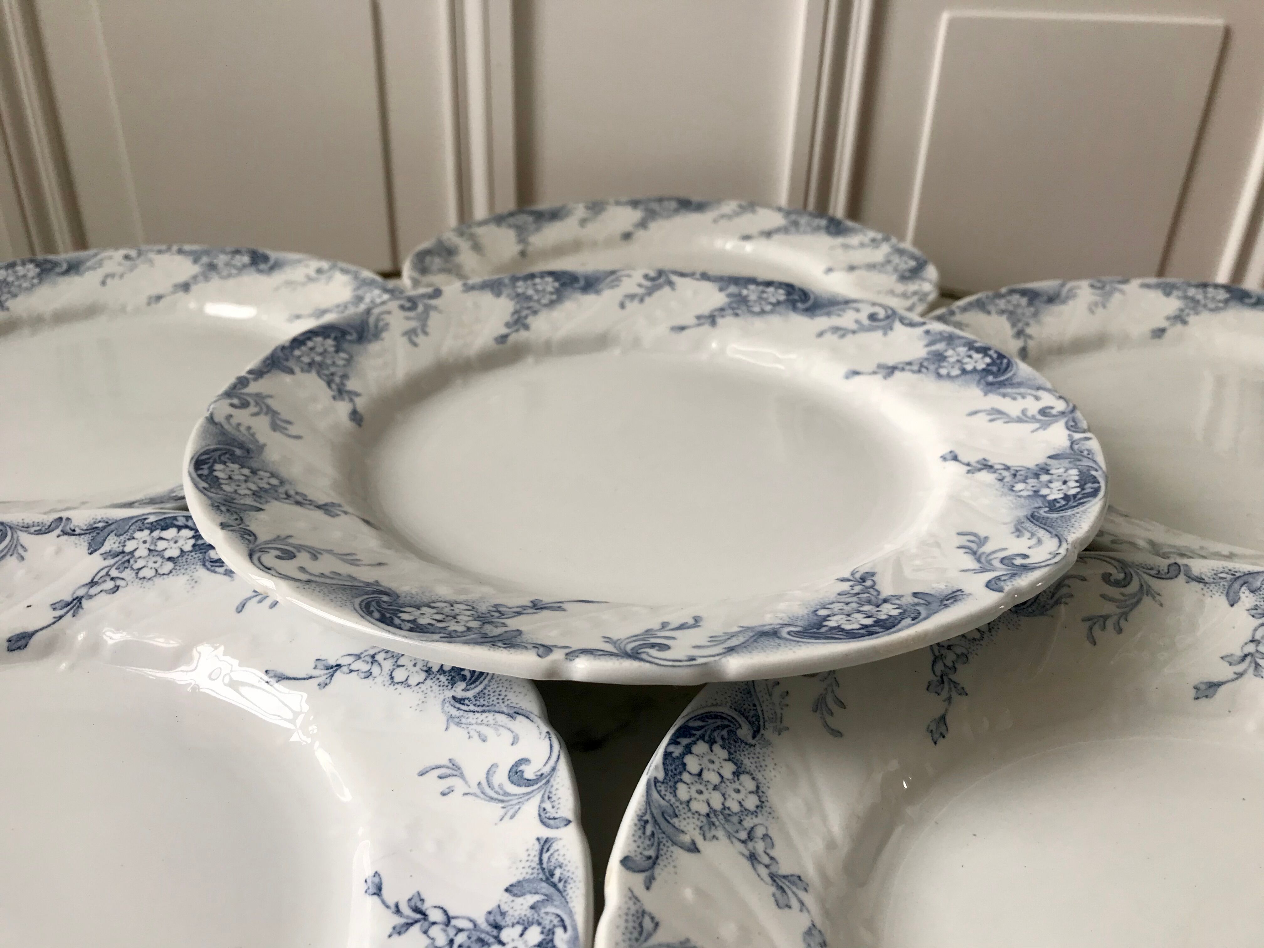 set of 6 flat plates in Iron Earth K&G Lunéville model "Angèle" late 19th century