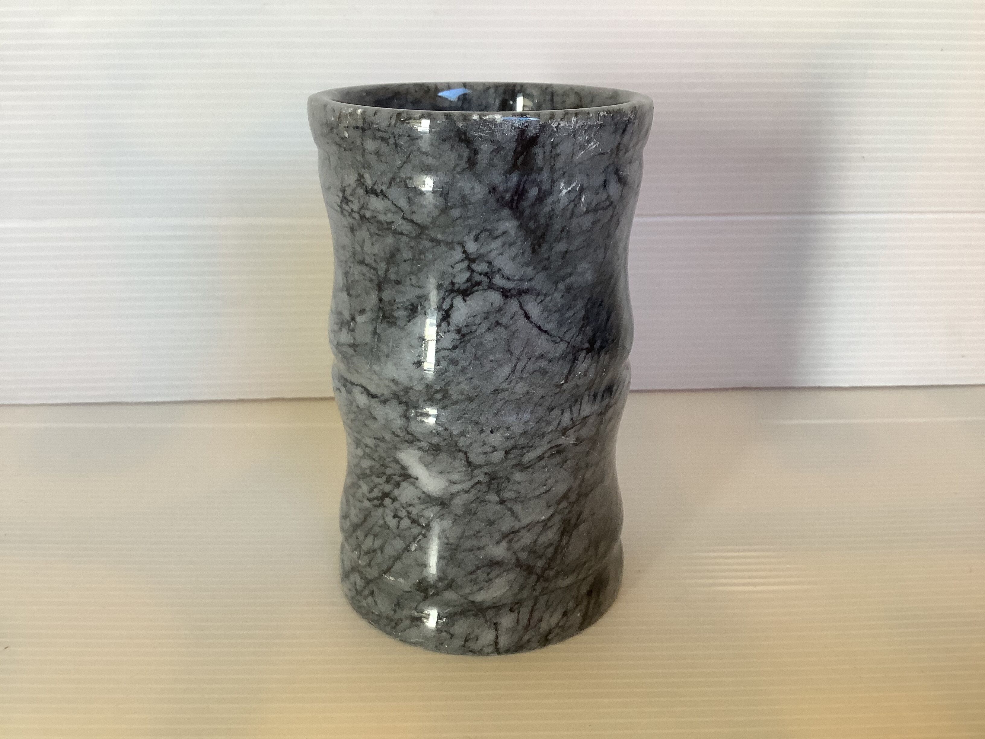 Grey black marble pencil pot vase