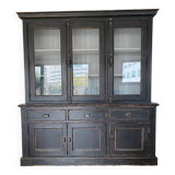 Bibliothèque / vitrine ancienne bois et fer forgé
