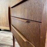 Vintage Danish teak commode with beautiful handles.