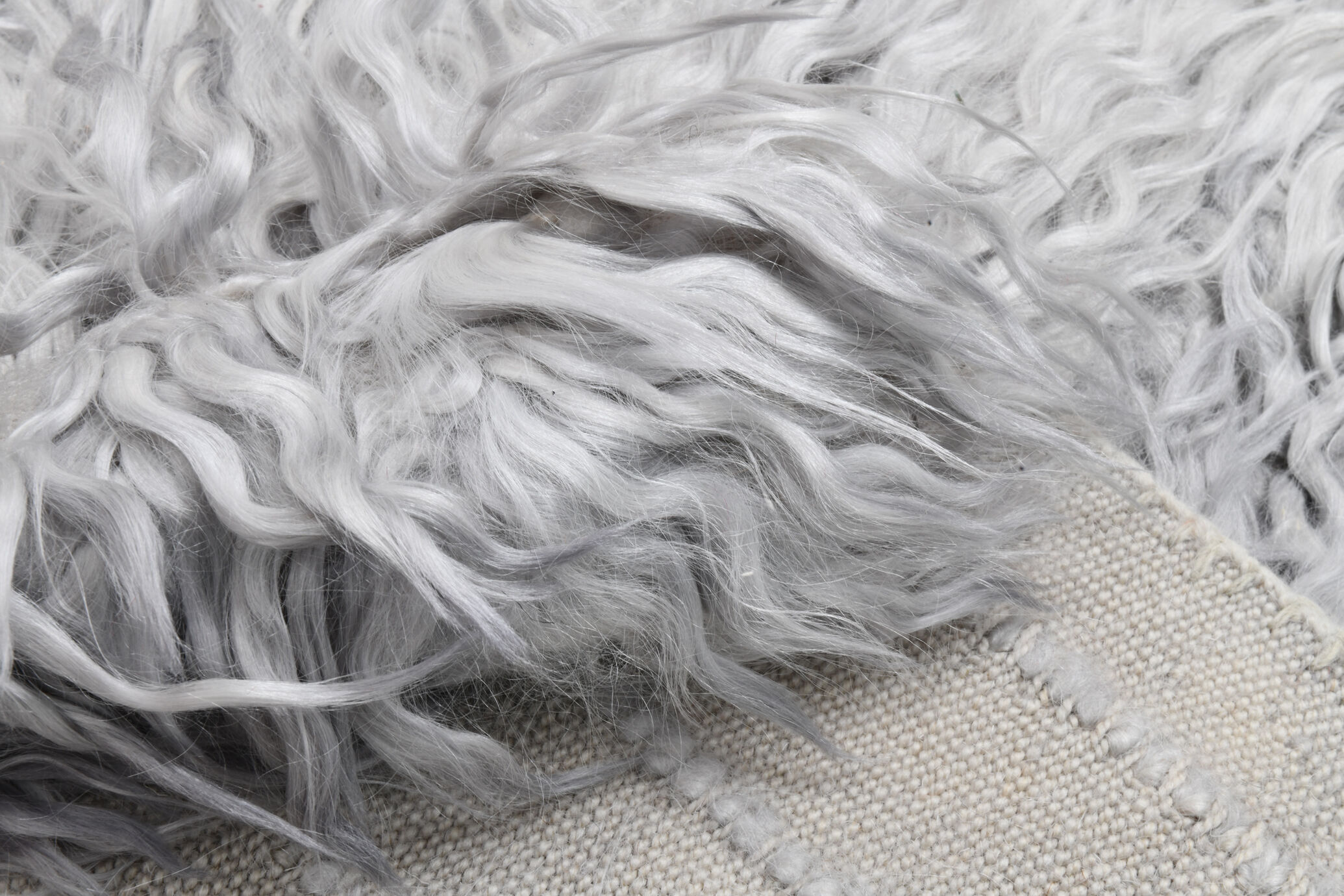 Wool gray turkish runner rug 262x96cm
