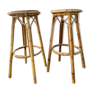 Paire de tabouret en - rotin