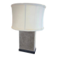 Stainless steel and suede lamp
