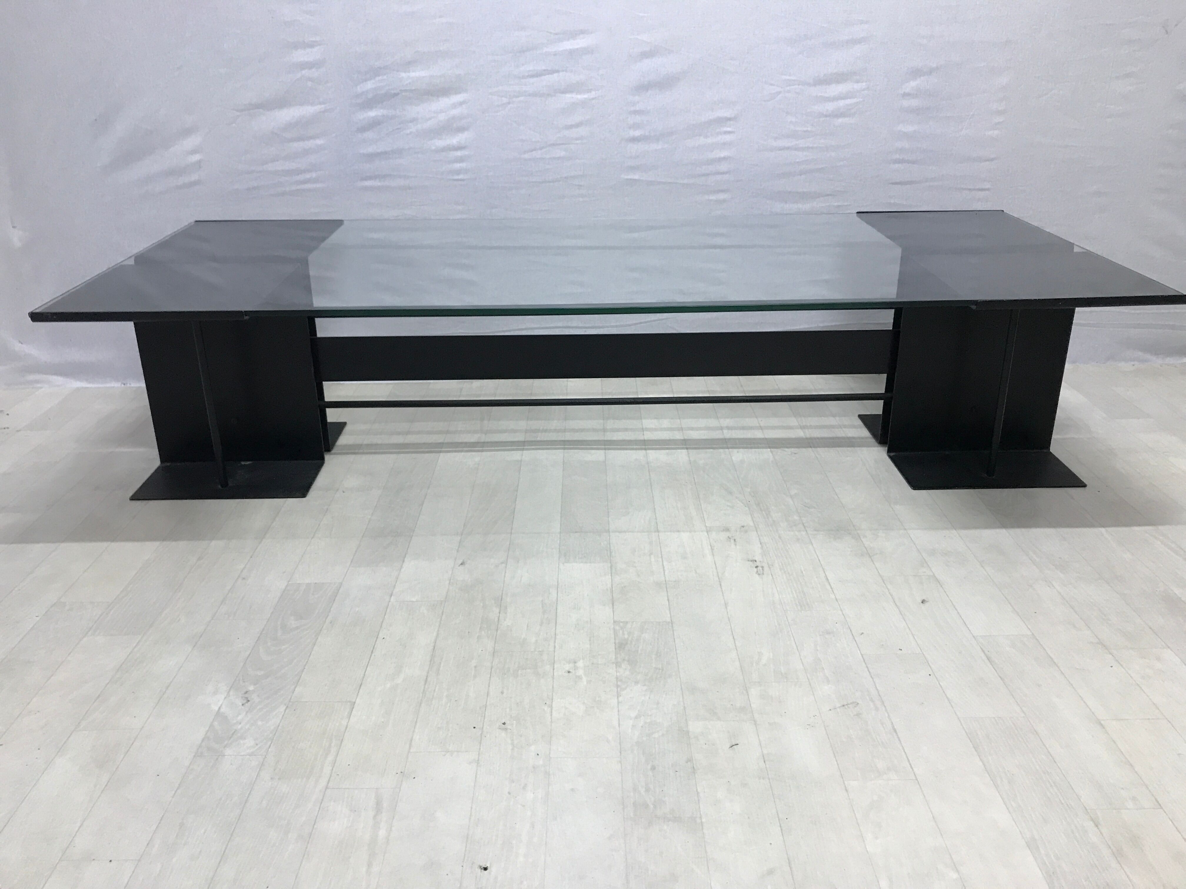 Steel and glass coffee table