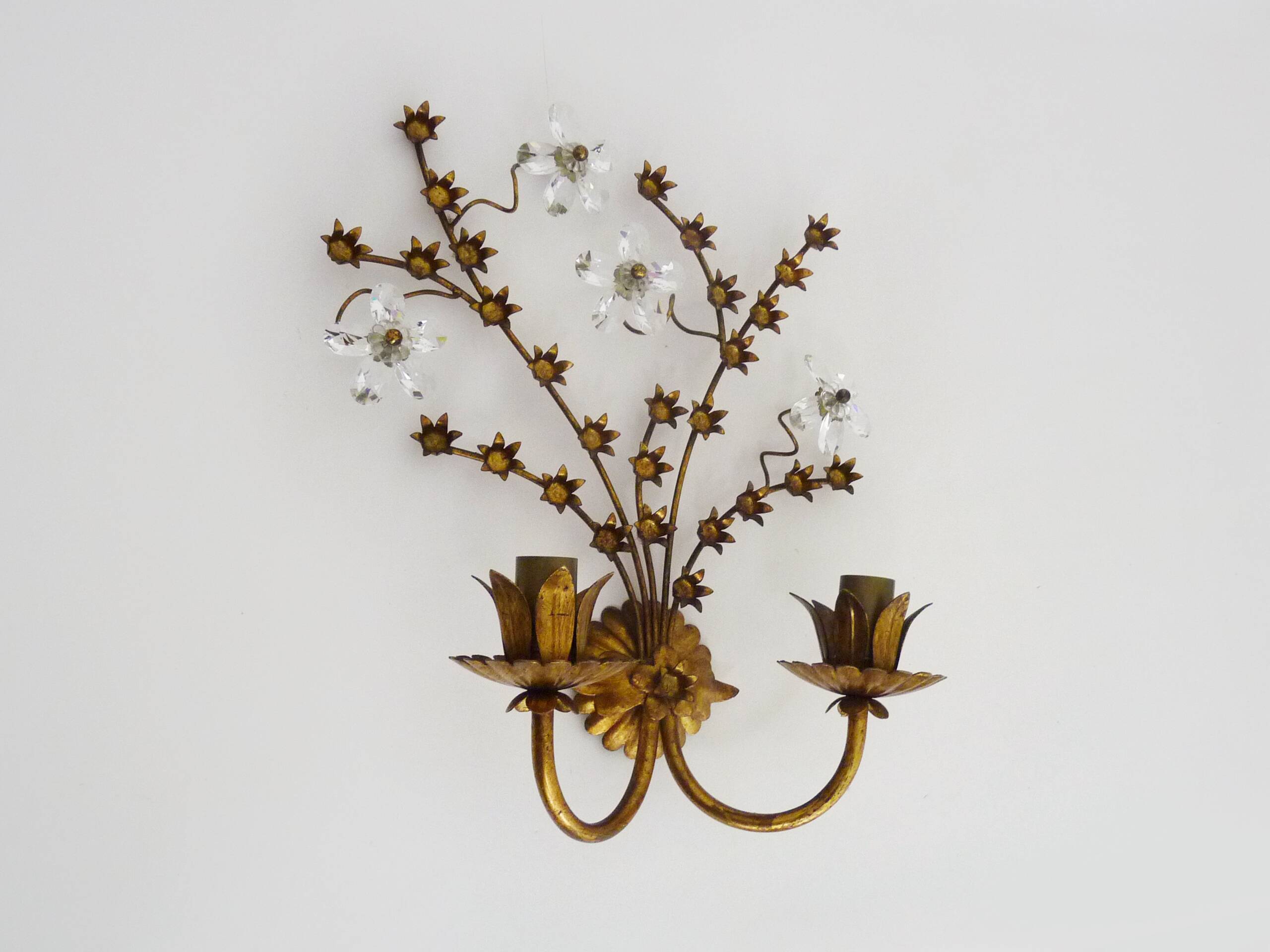 Magnificent vintage Italian wall light with Swarovski crystal, 1970s