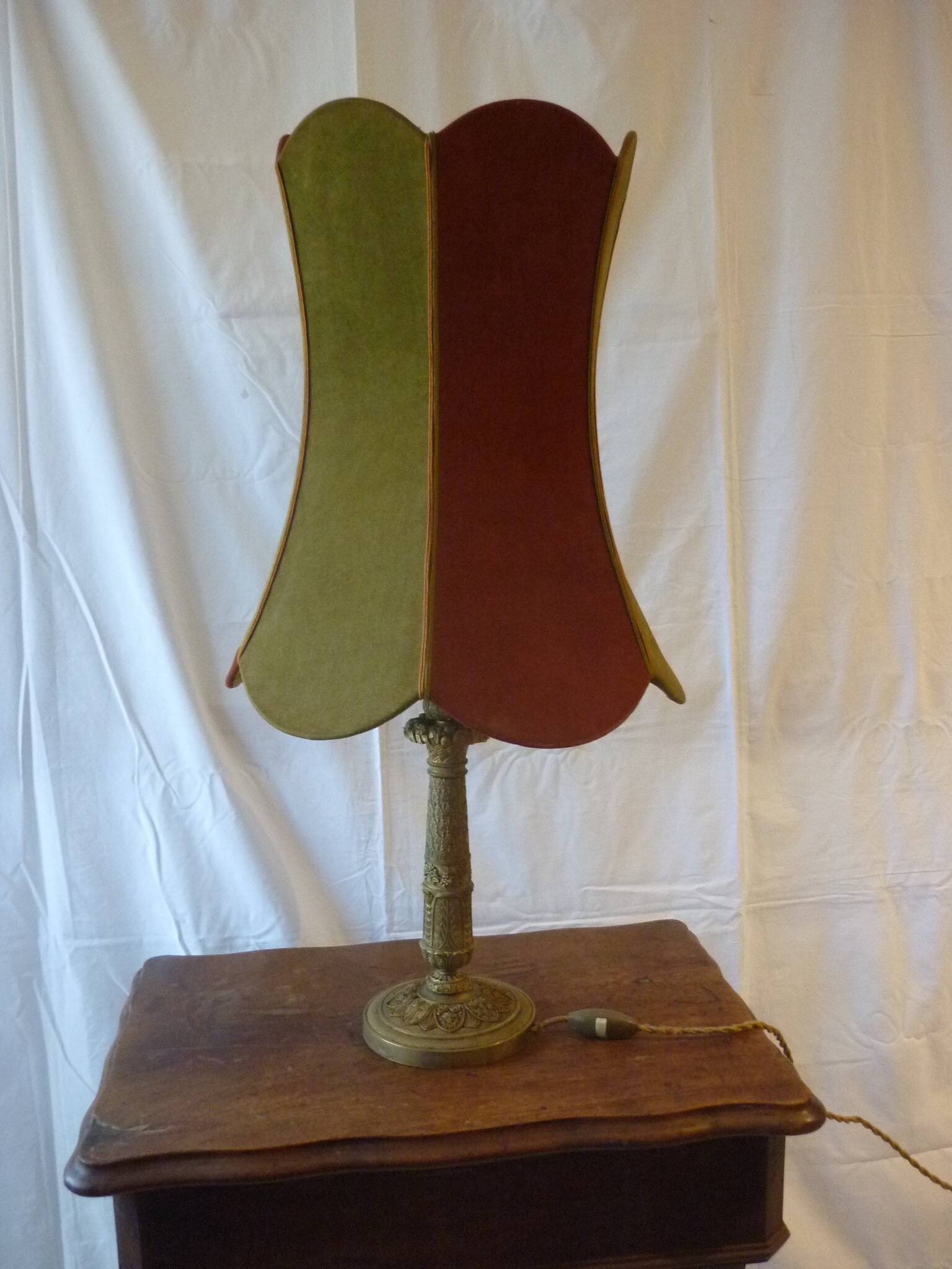 Lampe en bronze et velours 70 cm