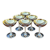Silver-plated metal wine glasses on stems from the 1970s.