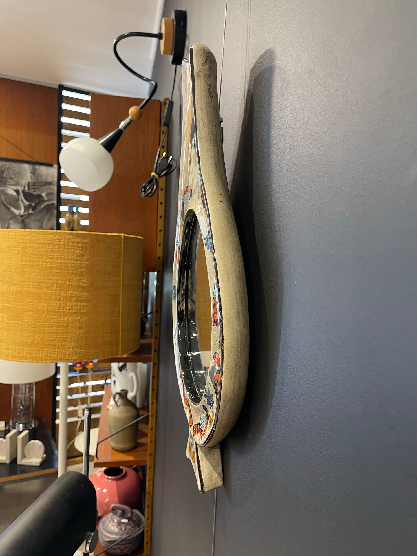 Ceramic mirror by Jean de Lespinasse 1960