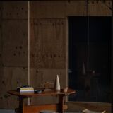 Primitive Swedish oval dining table in pine, early 20th century.