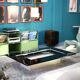 Re Quadro Coffee Table in Travertine and Lacquered Wood by Paolo Piva