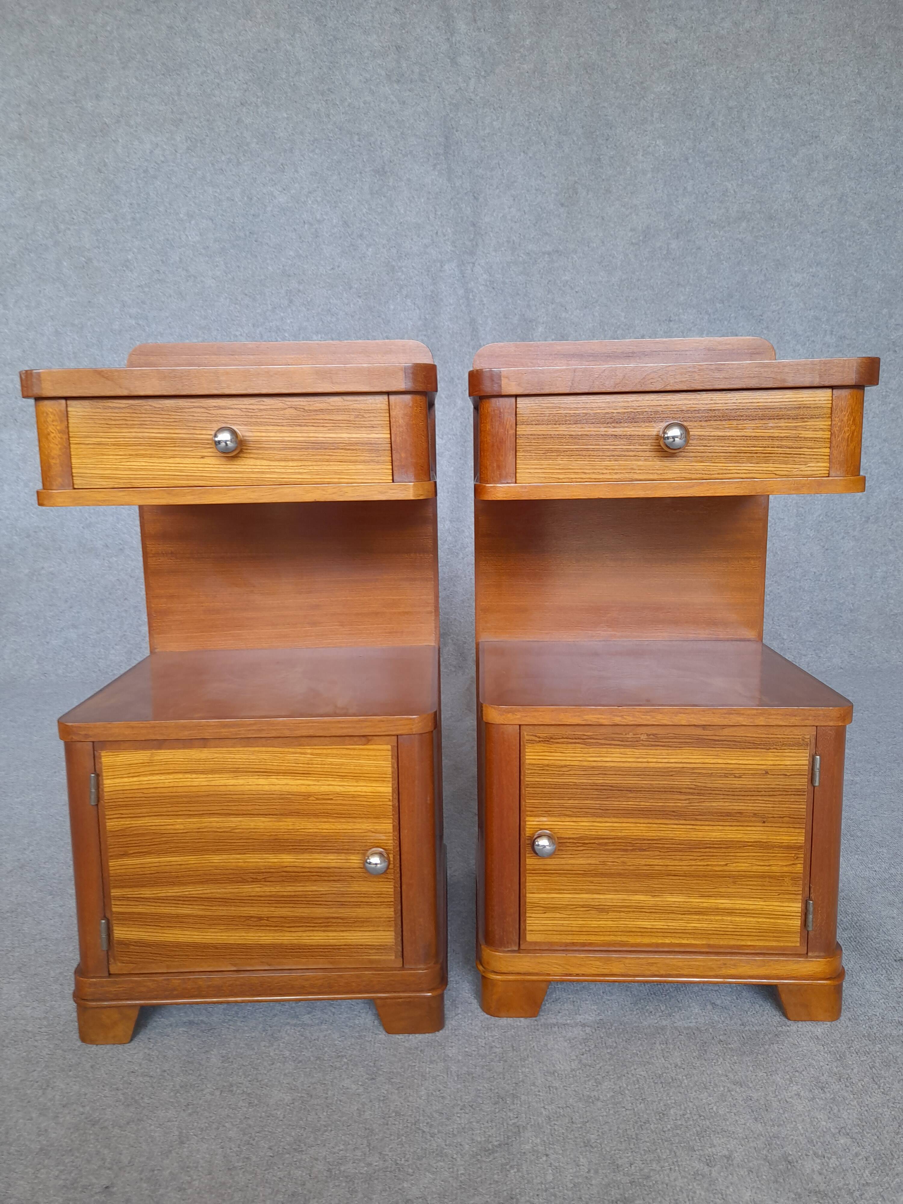 Art Deco bedside tables in pairs