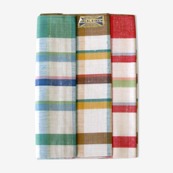 3 old kitchen towels made of mixed cotton mestizo