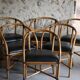 Lot de 4 fauteuils en rotin simili cuir