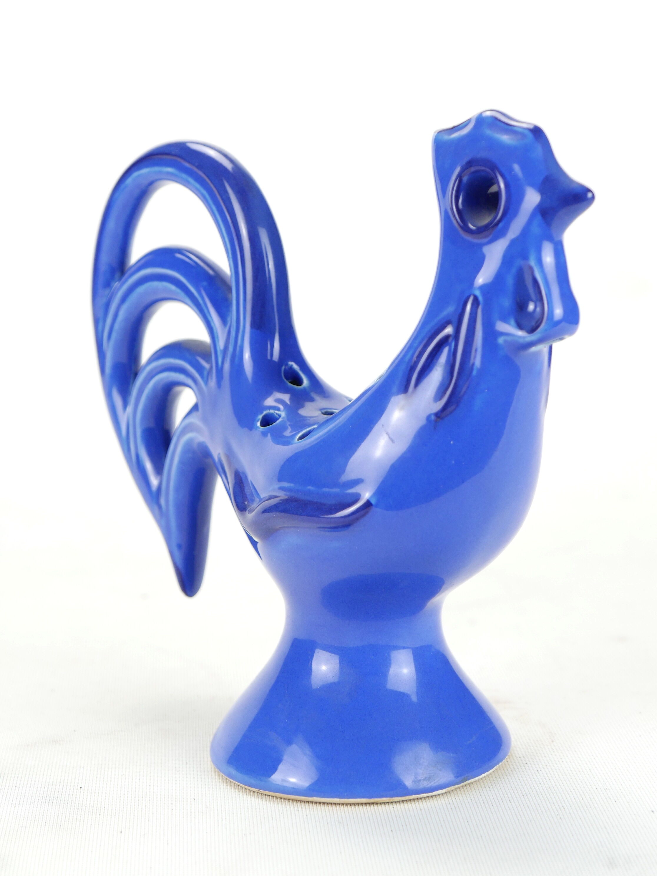 Vintage blue ceramic rooster edited by The Caves of Dieulefit