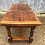Farmhouse table with cat bar in solid oak with 1 drawer
