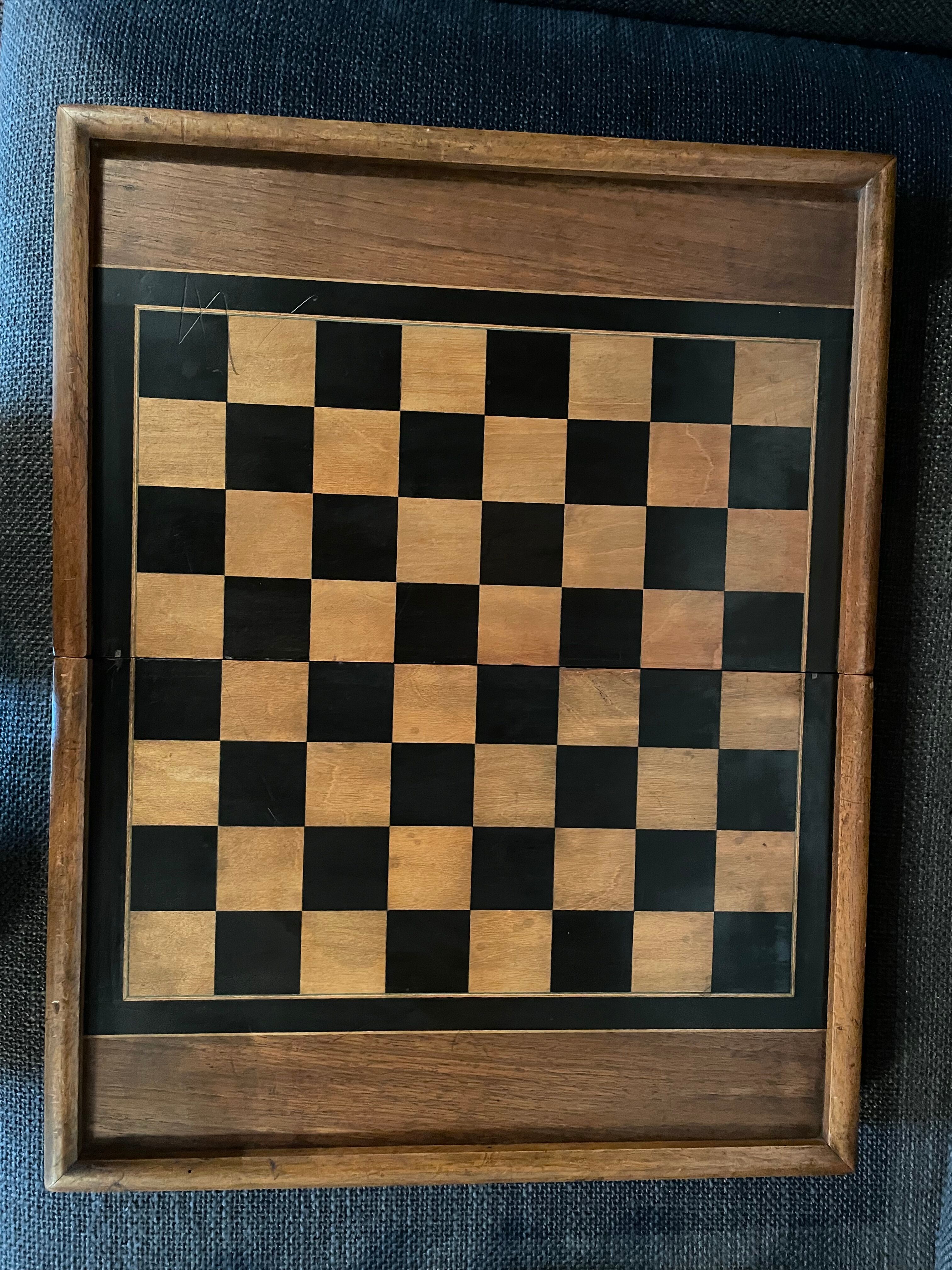 Old wooden backgammon jacquet game