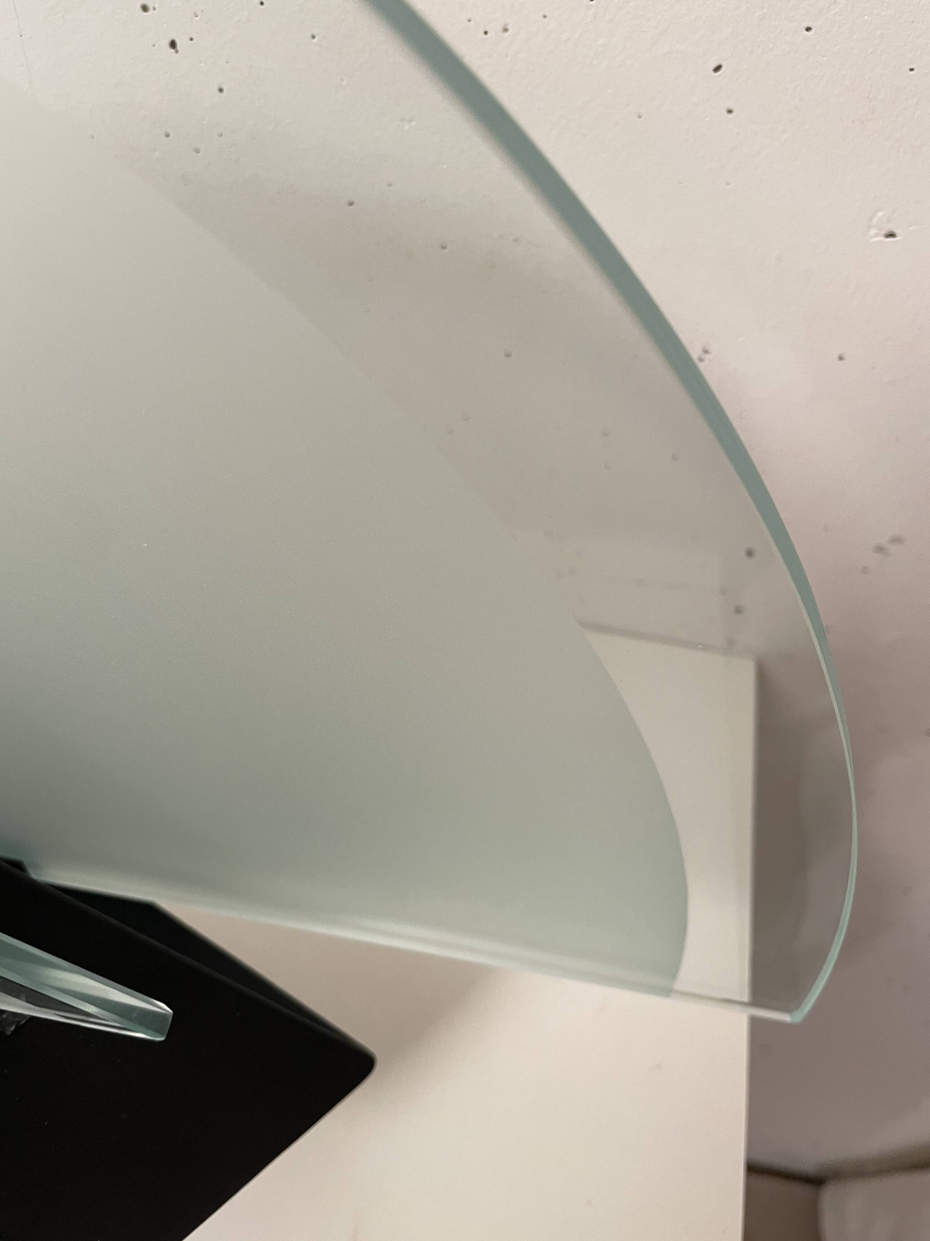 Postmodern geometric glass and metal lamp, large model, 1980