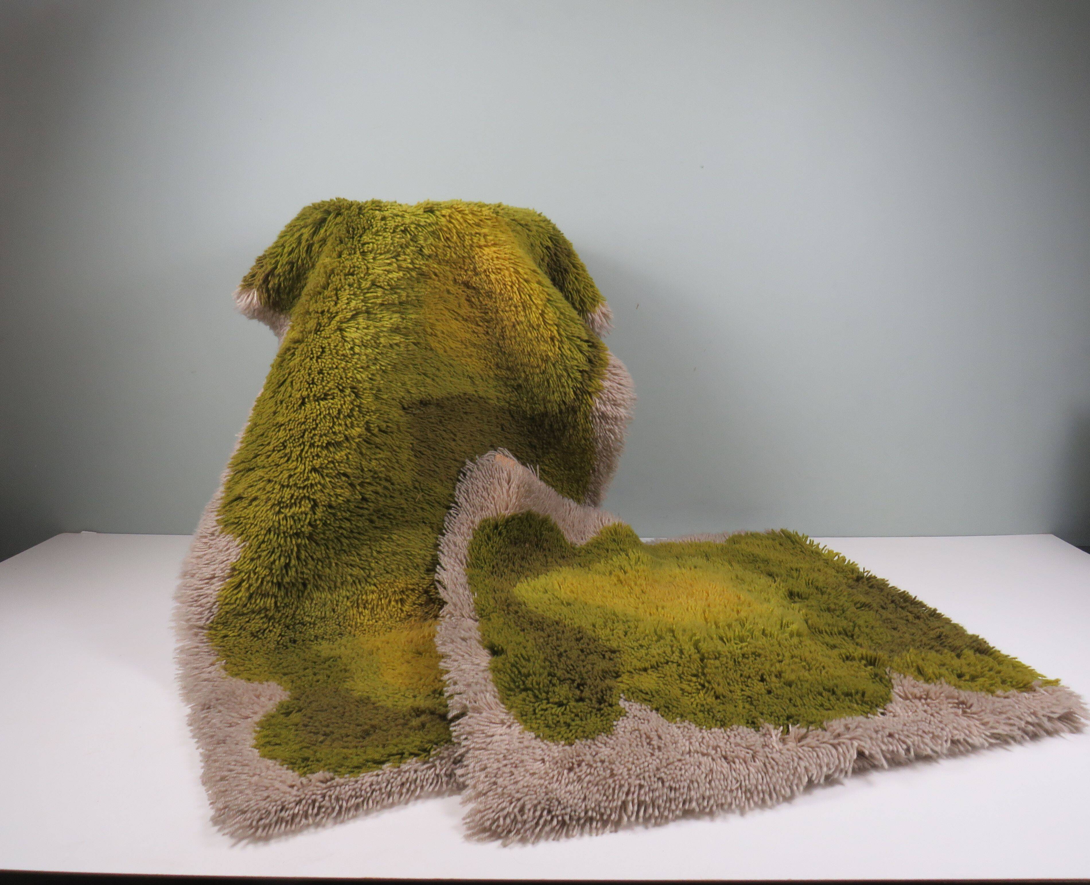 Pair of vintage Desso rugs from the 70s – moss green & beige