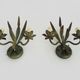 Pair of vintage metal wall sconces in the shape of wheat ears.