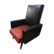 Vintage armchair in red and black skaï