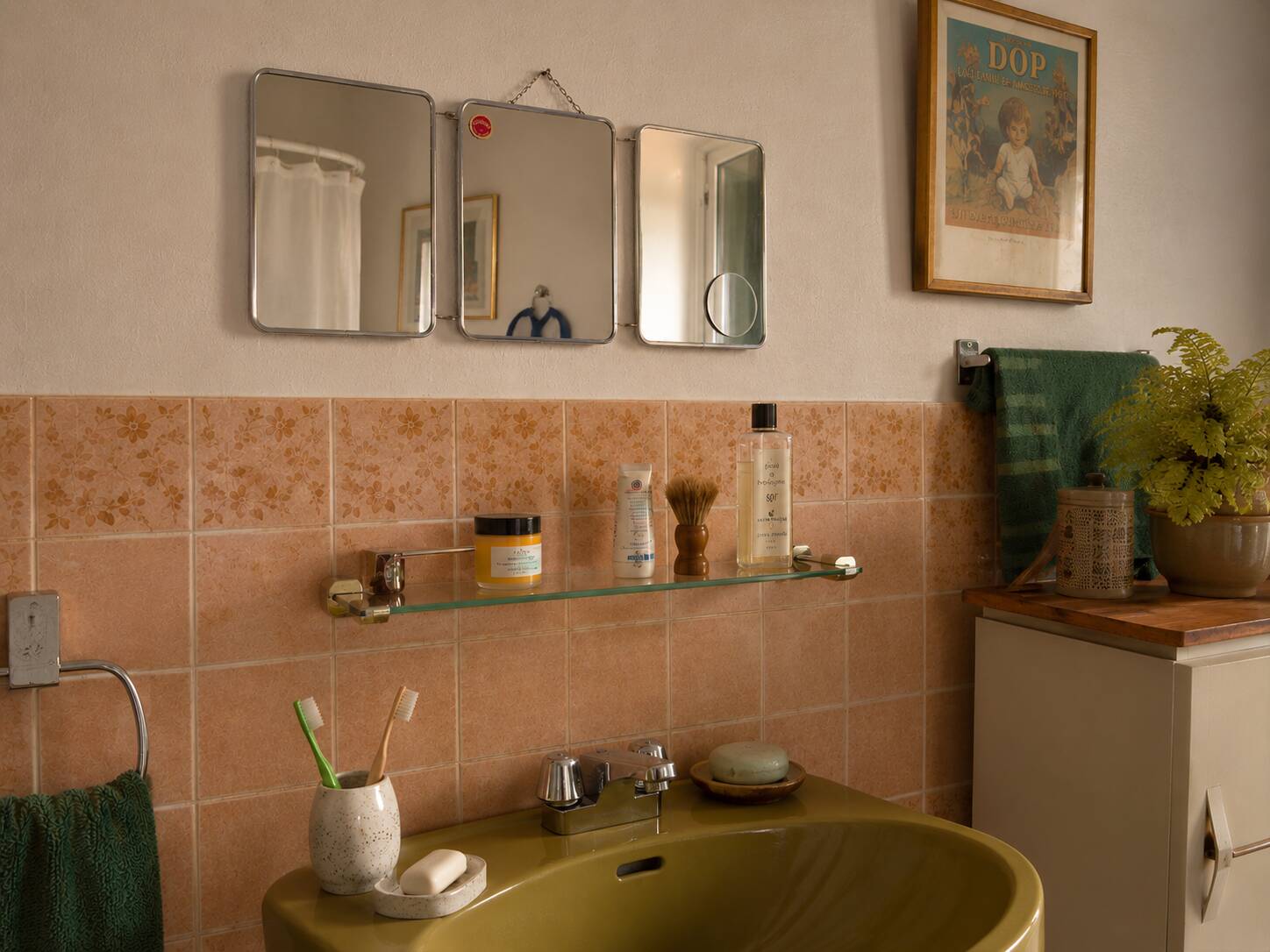 Miroir triptyque de barbier, 1960