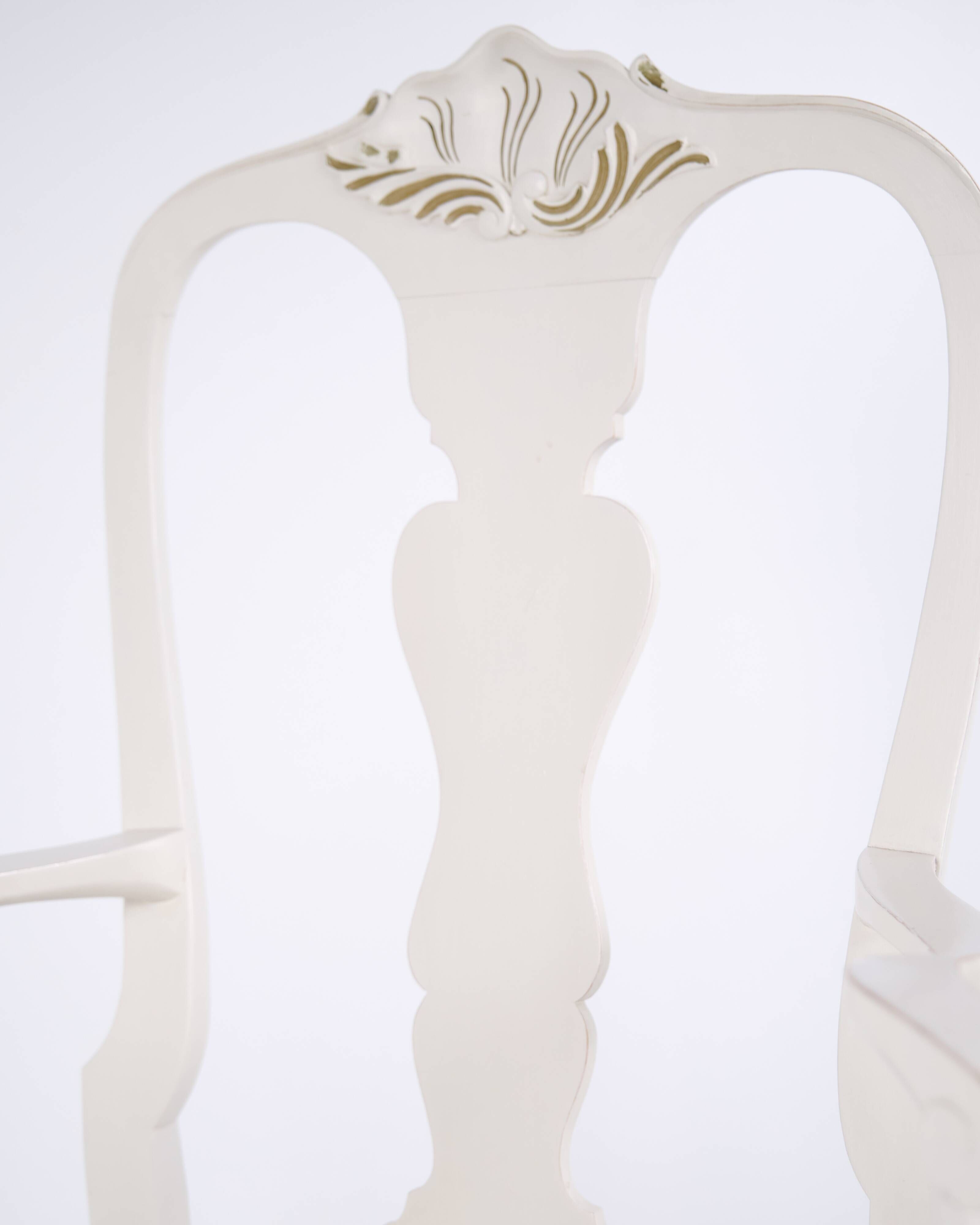 A pair of armchairs – neo rococo style – white painted with decorative details – 1920s