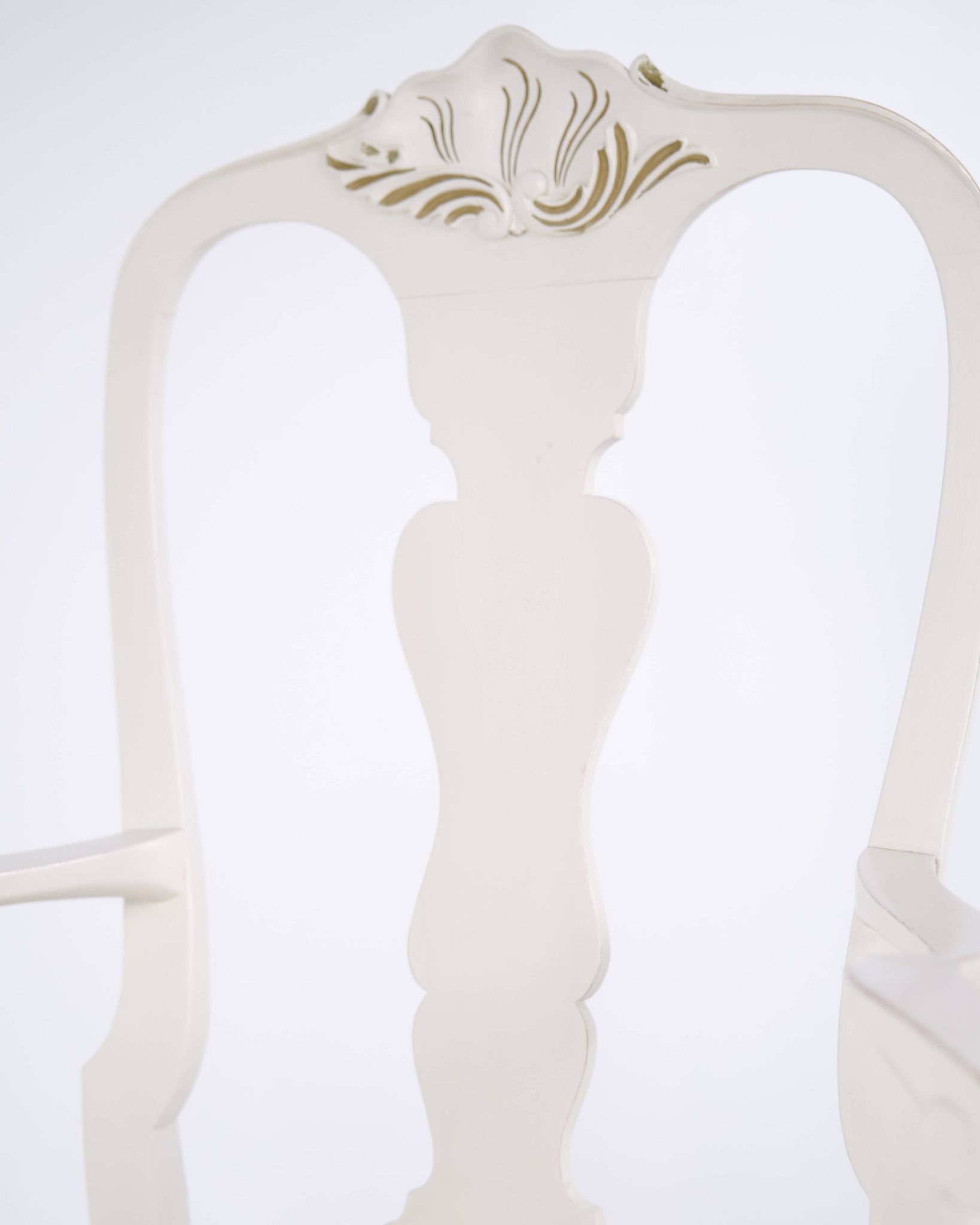 A pair of armchairs – neo rococo style – white painted with decorative details – 1920s