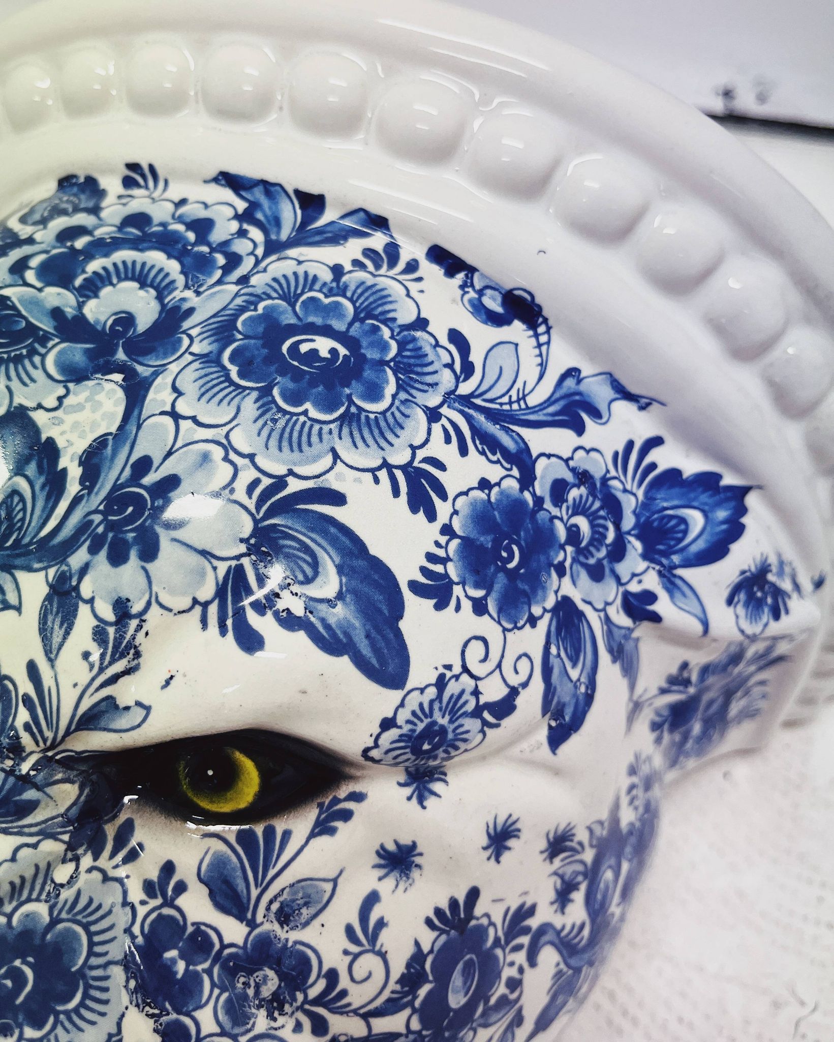 Étagère murale Panther en céramique bleu Delft