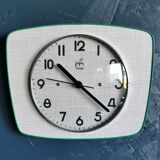 Vintage formica clock silent trapezoid wall clock "Green Japy"