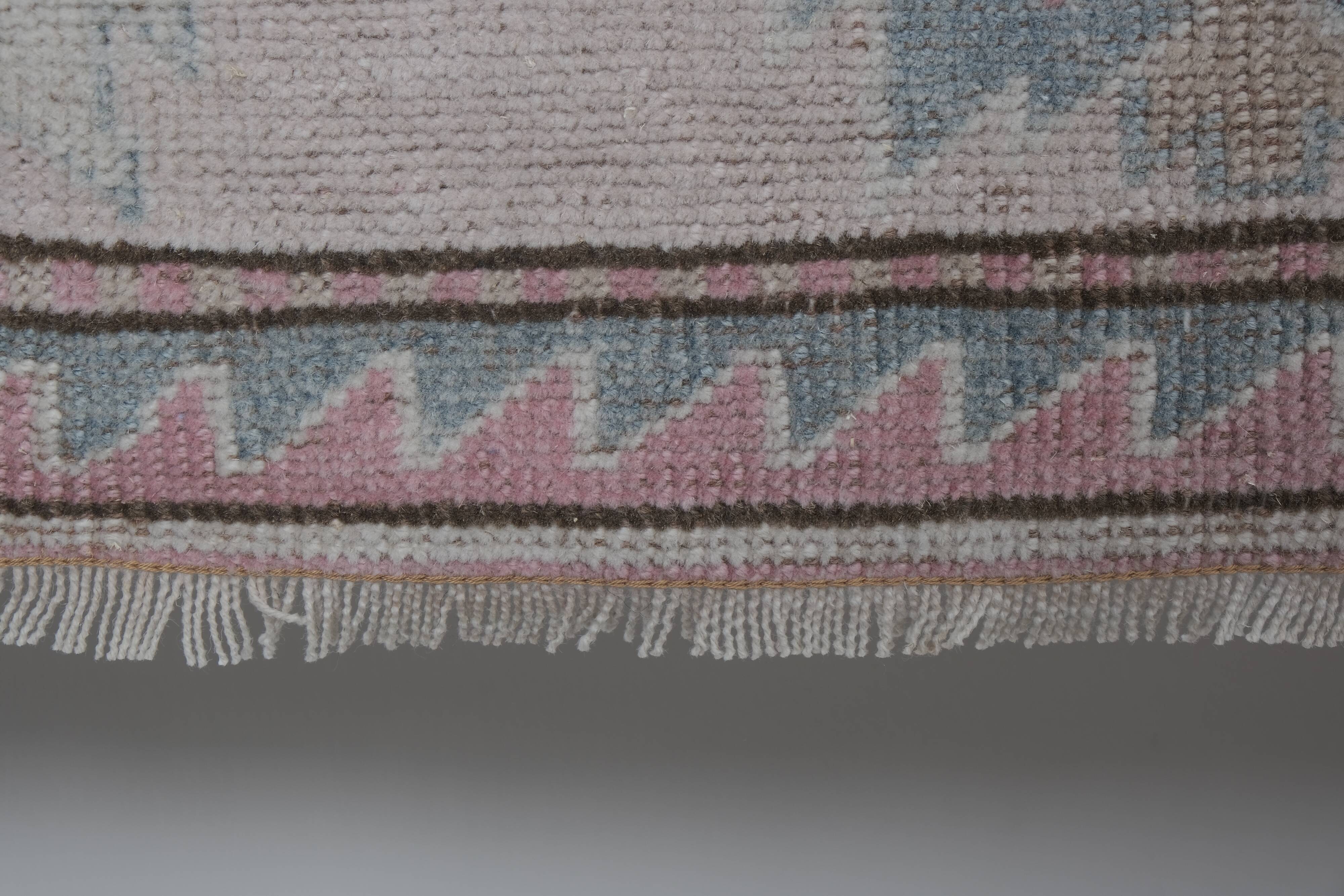 Decorative soft muted color turkish oushak rug, living room rug 5'11'' x 7'3''