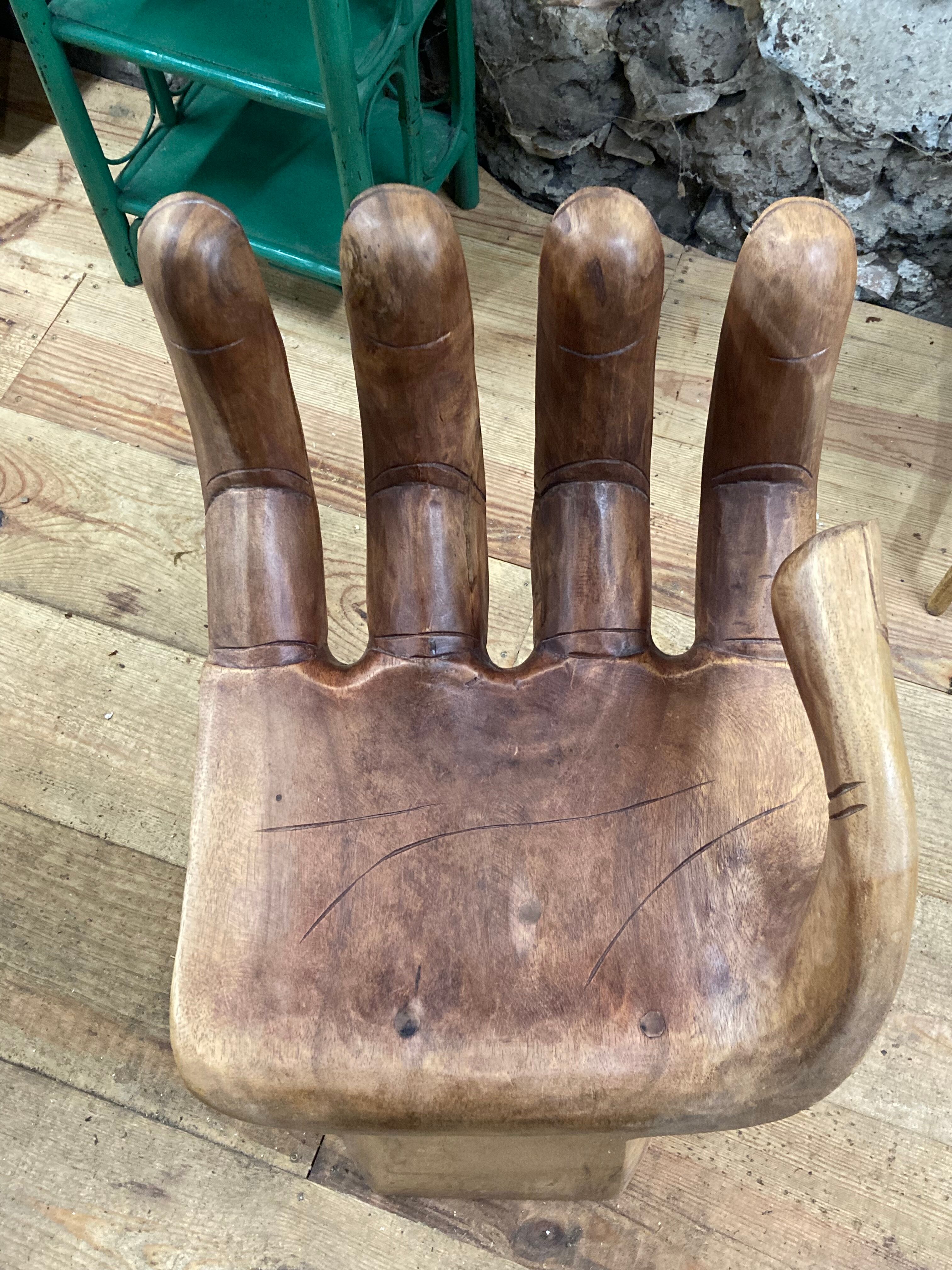 Unique vintage exotic wood hand chair, 70s
