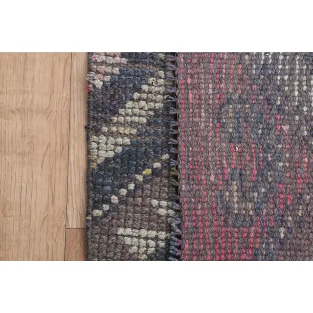 Boho Chic Turkish Pink Vintage Oushak Wool Runner Rug 82x271