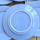 6 vintage sky blue faience dessert plates – Provençal coastal style