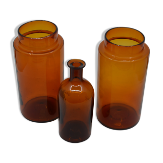Amber glass pots
