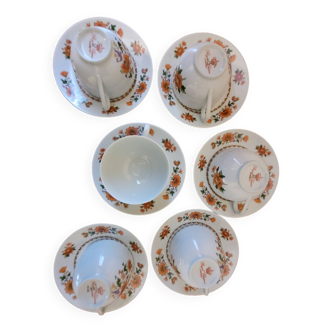 6 Royal Chapus tea cups in Limoges porcelain