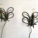 Pair of wall lights in patinated green painted iron, 1950s
