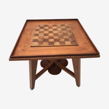 Table échiquier en bois vintage