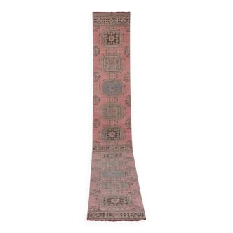 Vintage Turkish Oushak Rug Handwoven 79x664 cm
