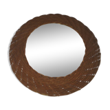 60's wicker round mirror