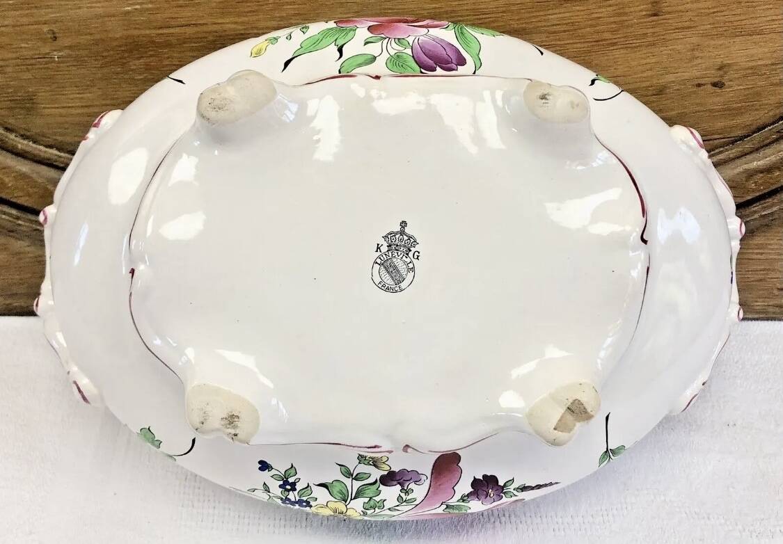 Old Lunéville oval vegetable tureen, street light model