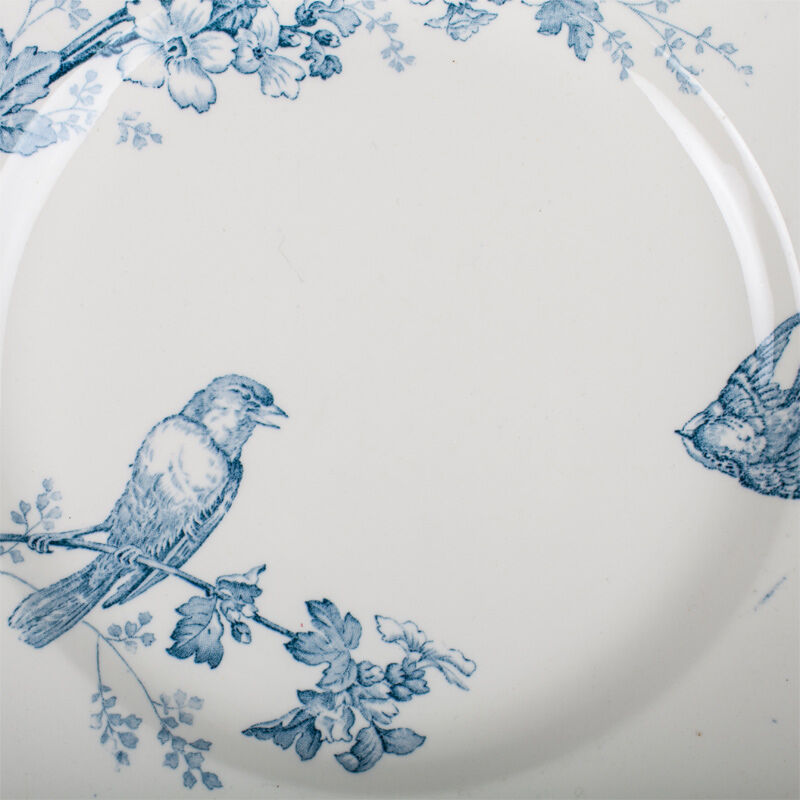 Round plate service "Chickadee" Longwy, around 1900. Made in France