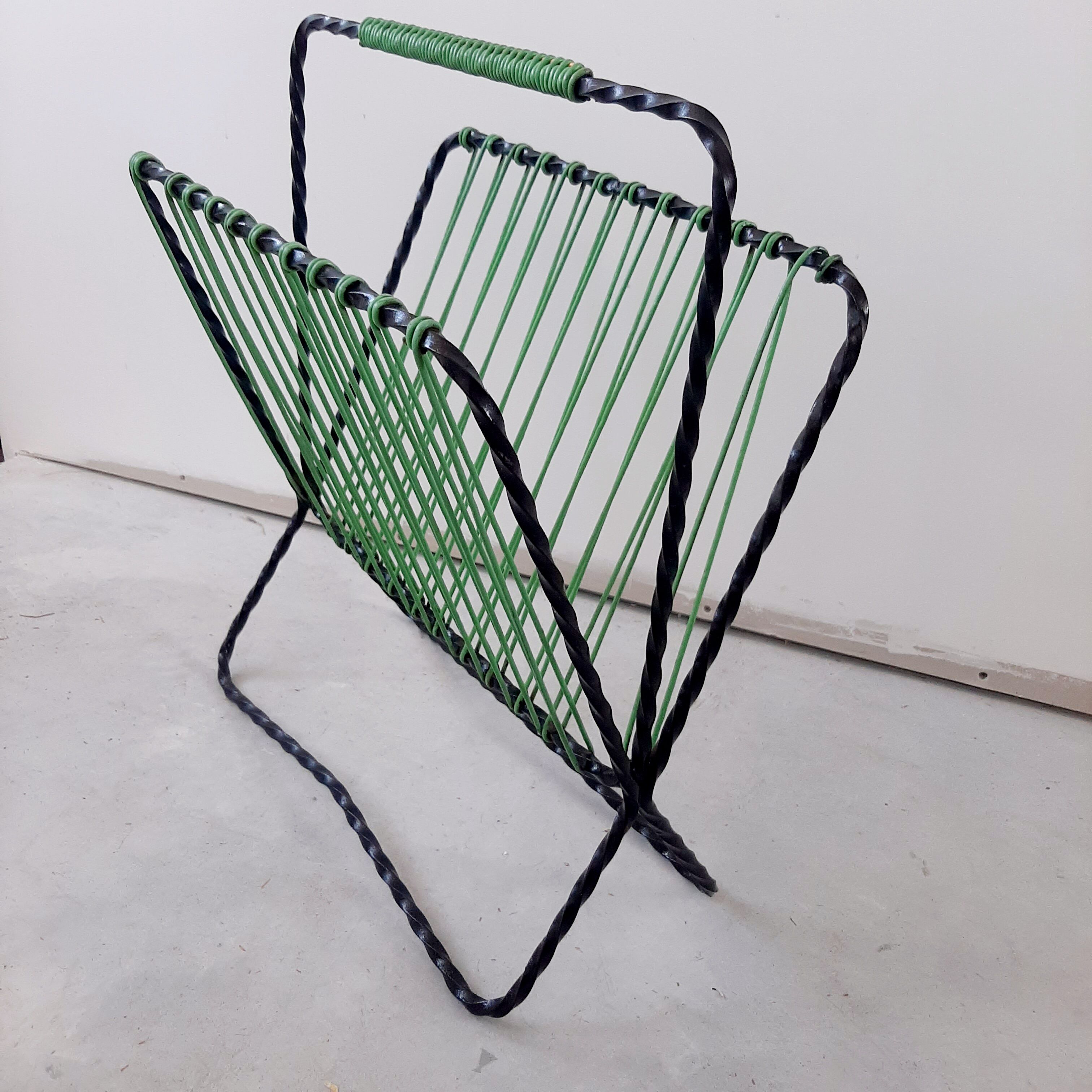 Vintage metal magazine door and green scoubidou