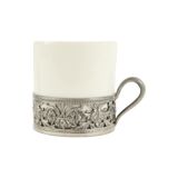Vintage Set of 6 Pewter Cup Holders with Limoges Porcelain Cups