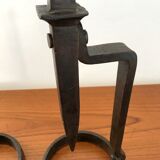 Wrought iron candlesticks brutalist art 70s
