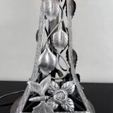 Important Art Deco Wrought Iron Lamp, by Bartelemie, France, Circa 1925