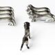 Series of antique knife rests in the shape of a lion, silver-plated metal.